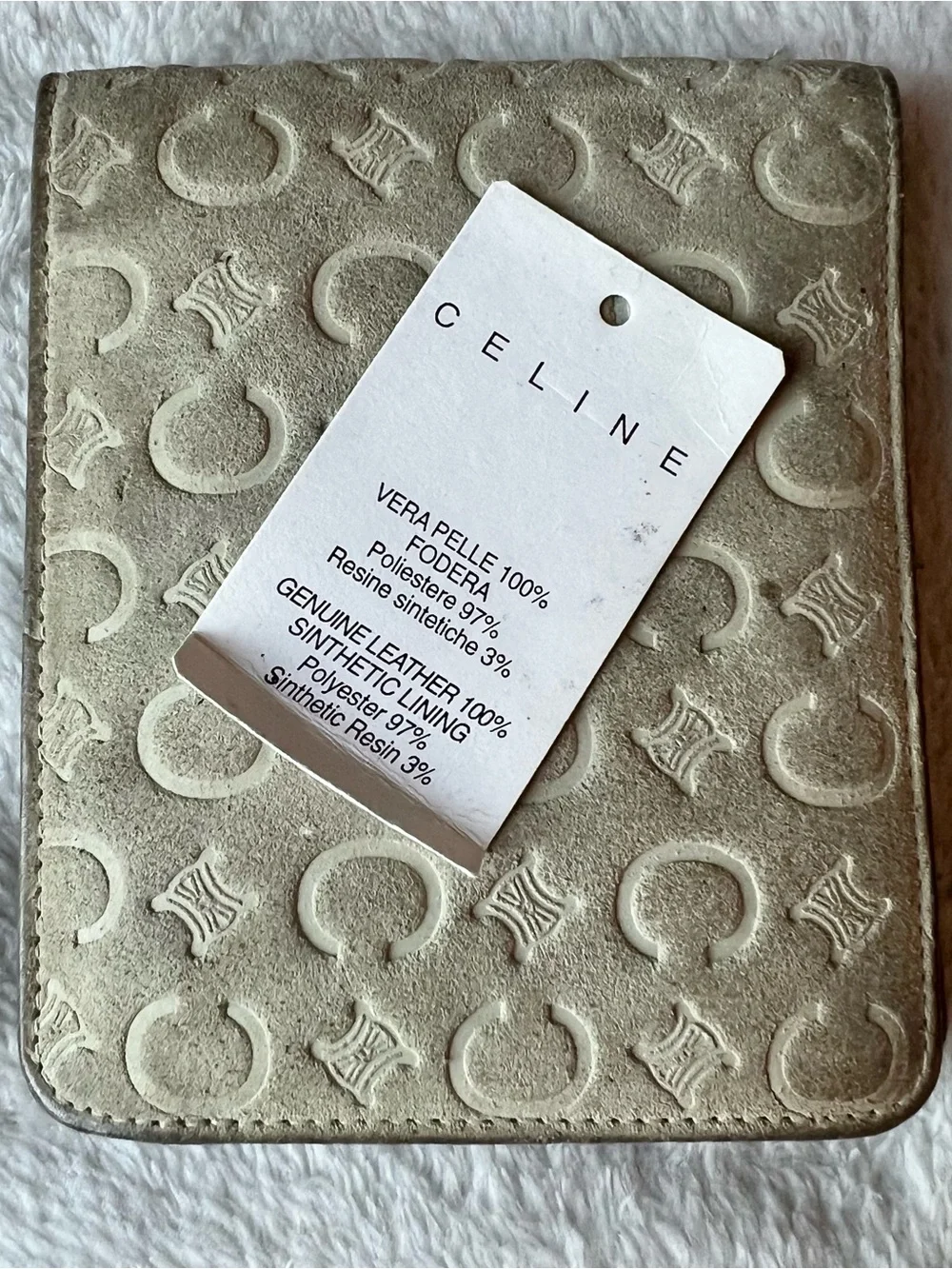 Celine Macadam Suede BiFold Wallet Cream